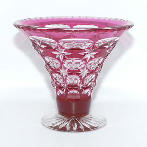 Cranberry Overlay cut to Clear Crystal vase