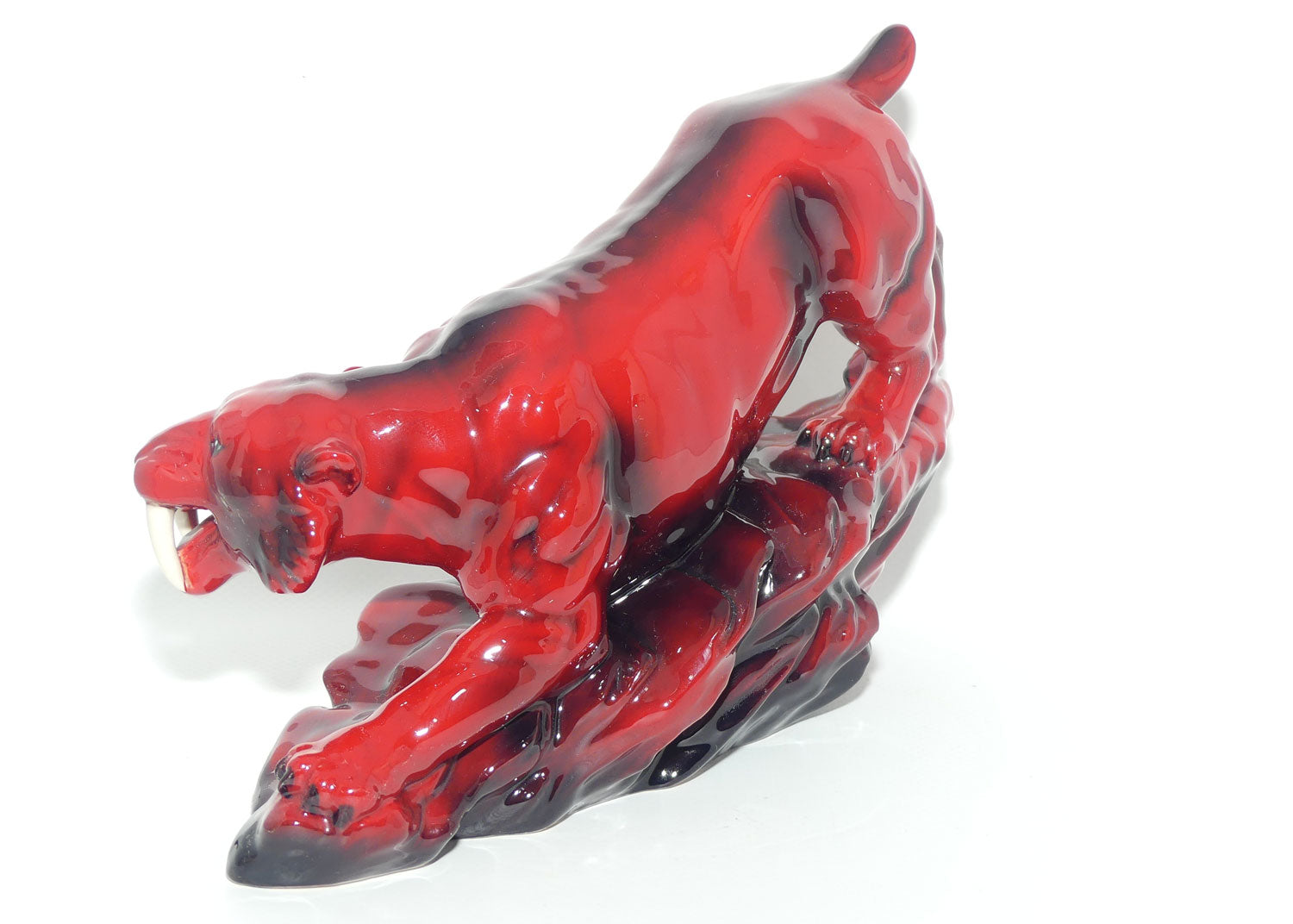 Peggy Davies Ceramics | Ruby Fusion Glaze | Tiger on Rock #2 | White Teeth
