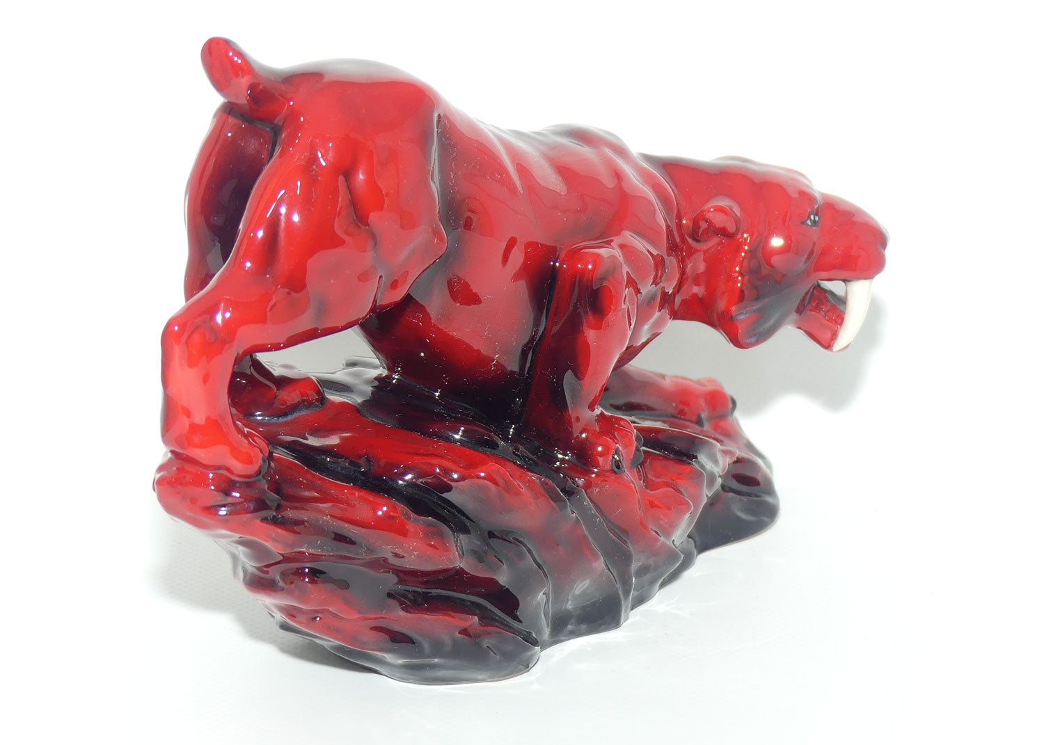 Peggy Davies Ceramics | Ruby Fusion Glaze | Tiger on Rock #2 | White Teeth