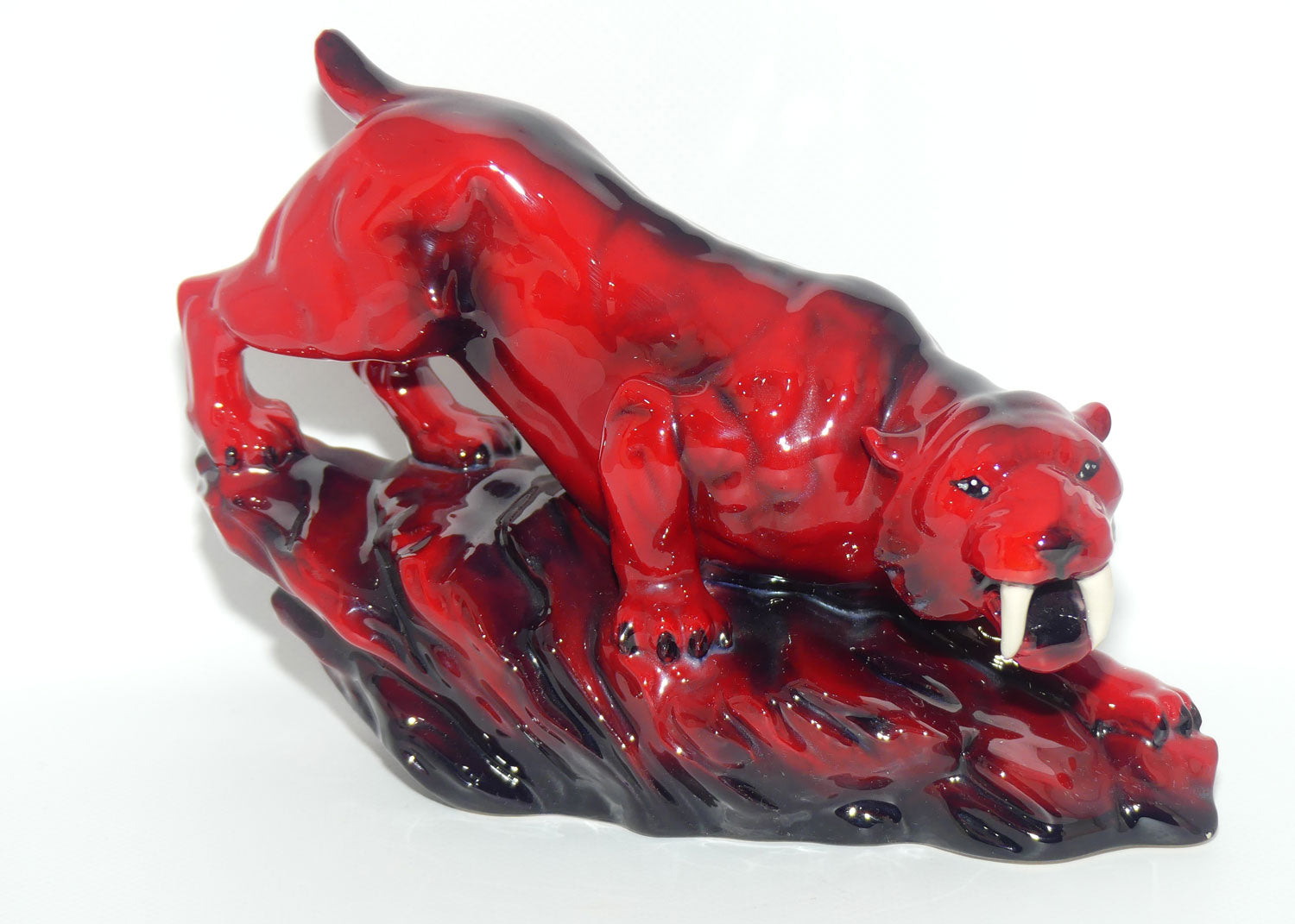 Peggy Davies Ceramics | Ruby Fusion Glaze | Tiger on Rock #3 | White Teeth