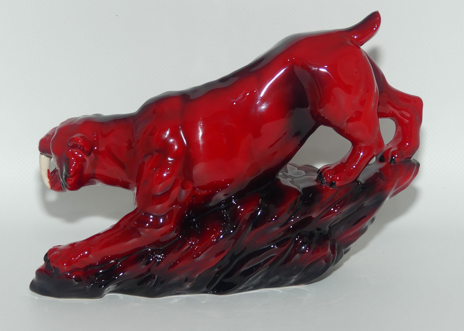 Peggy Davies Ceramics | Ruby Fusion Glaze | Tiger on Rock #3 | White Teeth