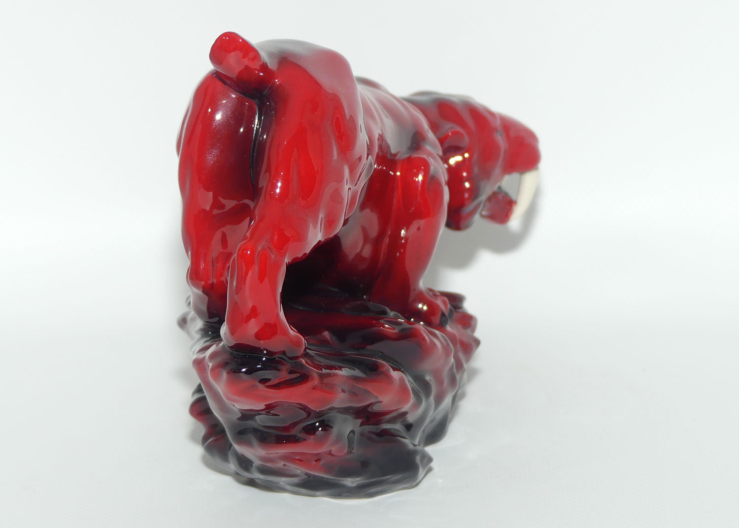 Peggy Davies Ceramics | Ruby Fusion Glaze | Tiger on Rock #3 | White Teeth
