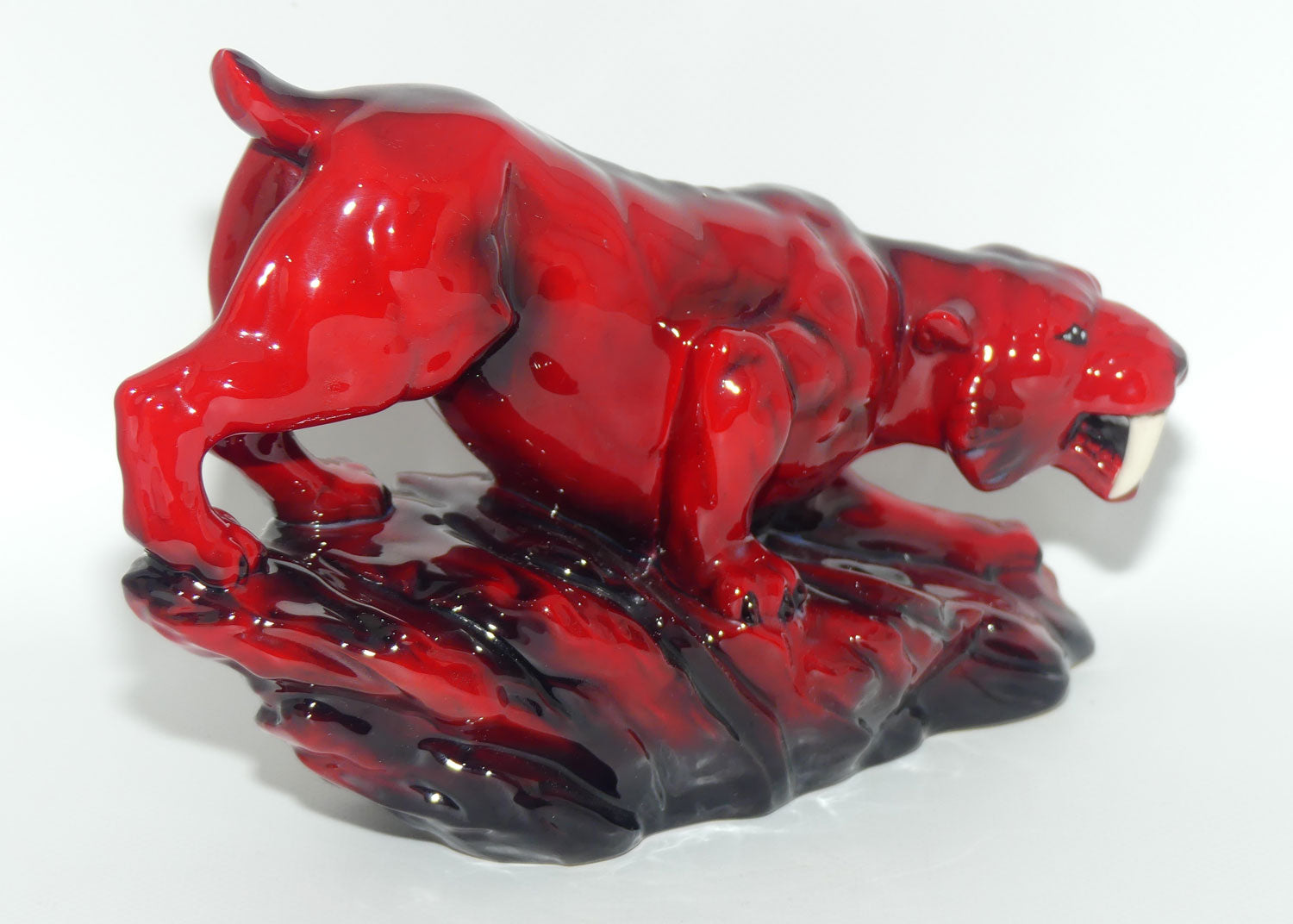 Peggy Davies Ceramics | Ruby Fusion Glaze | Tiger on Rock #3 | White Teeth