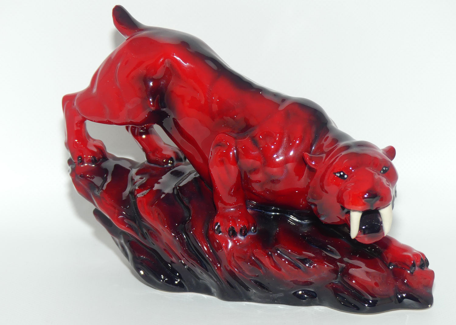 Peggy Davies Ceramics | Ruby Fusion Glaze | Tiger on Rock #3 | White Teeth
