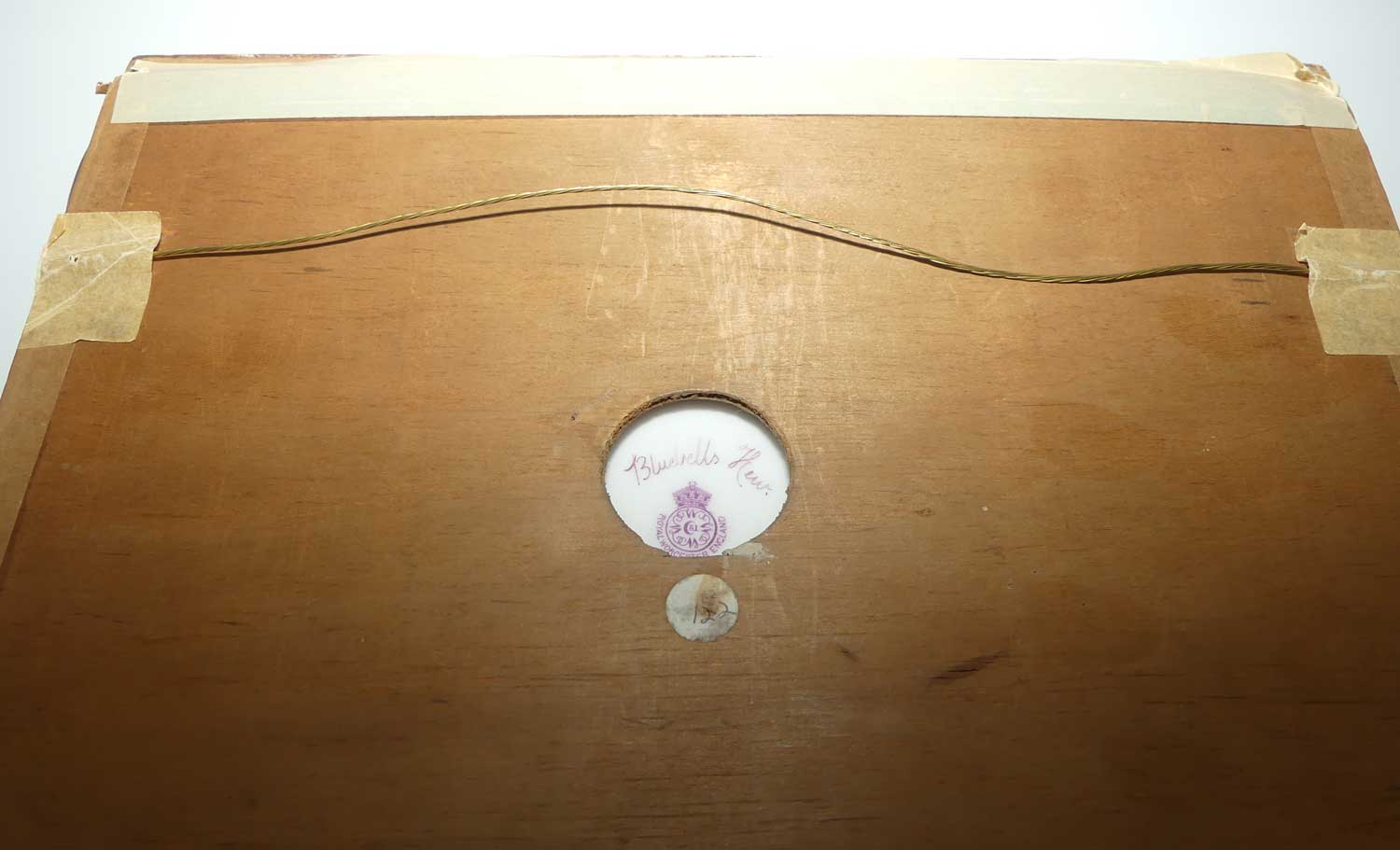 Royal Worcester hand painted gilt framed plaque Bluebells Kew by Raymond Rushton