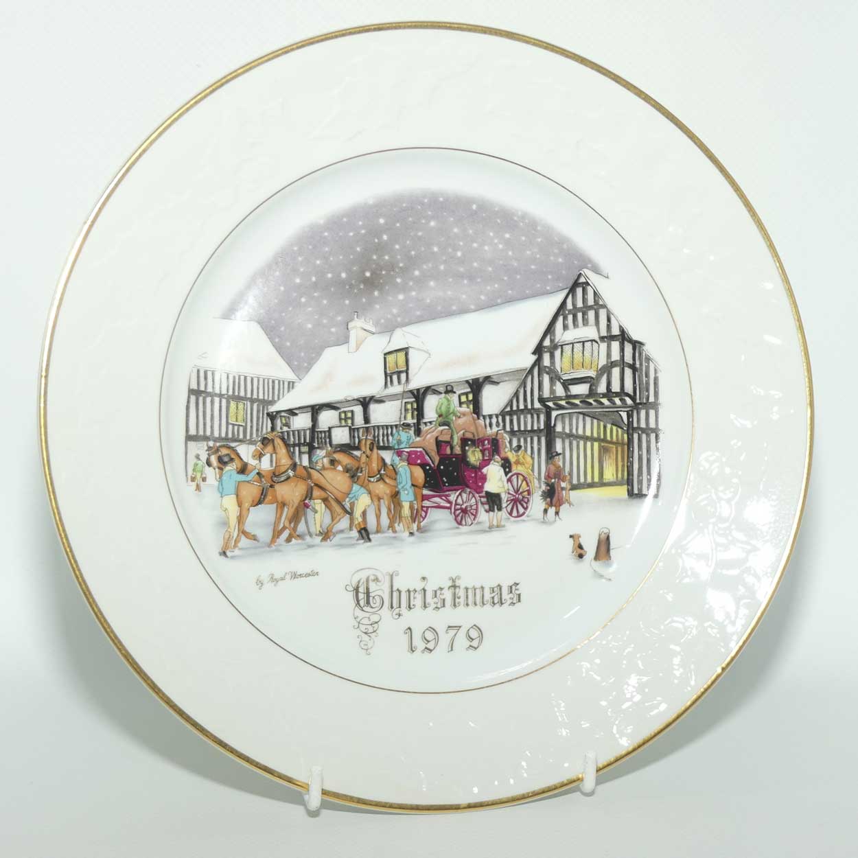 Royal Worcester Christmas plate | Christmas 1979 | God Rest Ye Merry, Gentlemen | boxed