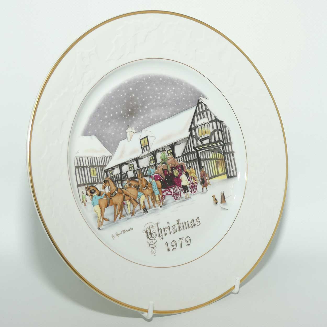 Royal Worcester Christmas plate | Christmas 1979 | God Rest Ye Merry, Gentlemen | boxed