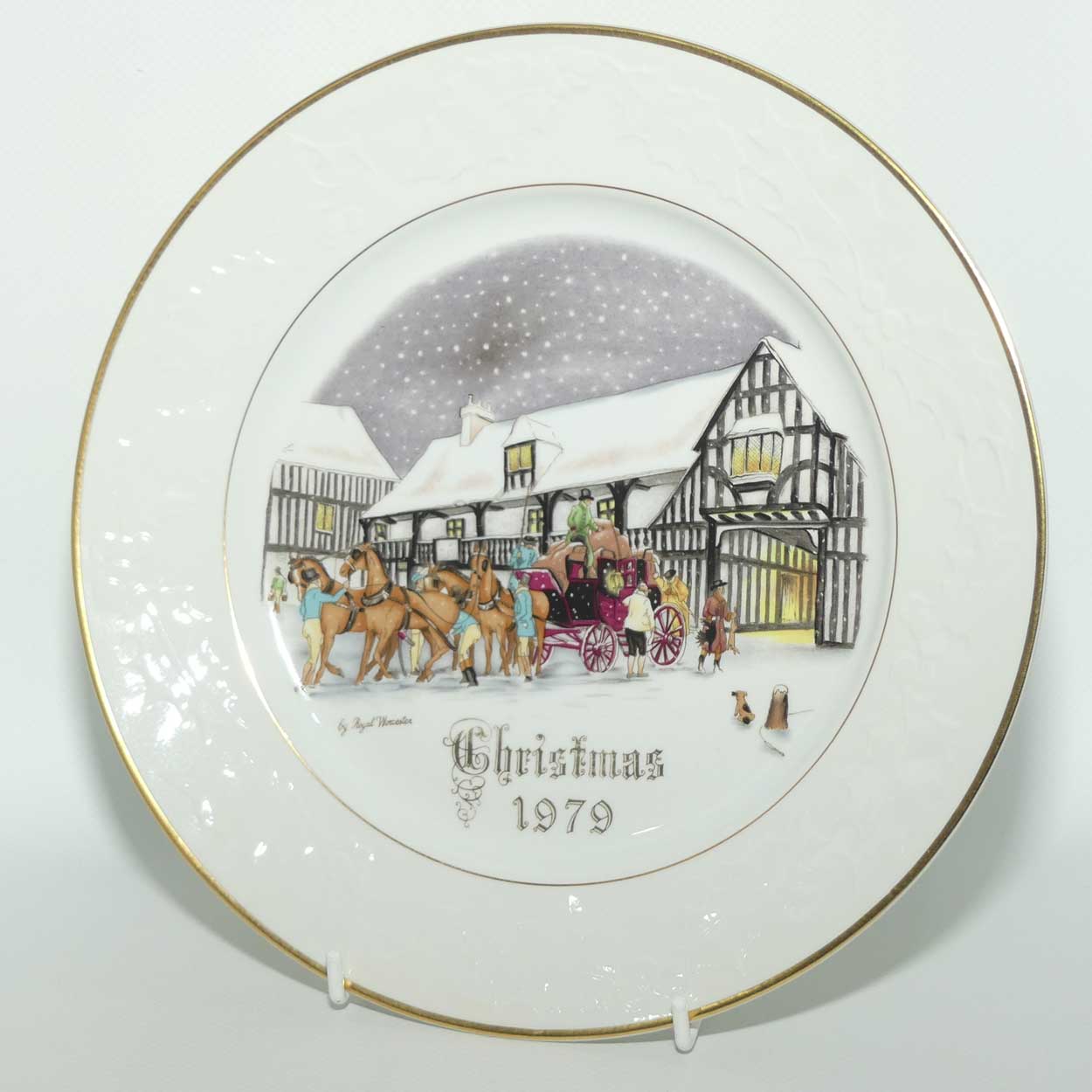 Royal Worcester Christmas plate | Christmas 1979 | God Rest Ye Merry, Gentlemen | boxed