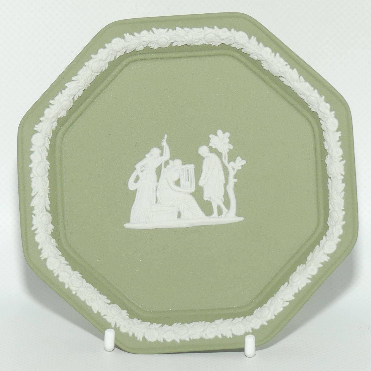 Wedgwood Jasper | White on Sage Green | Maidens and Cage Octagonal tray #2