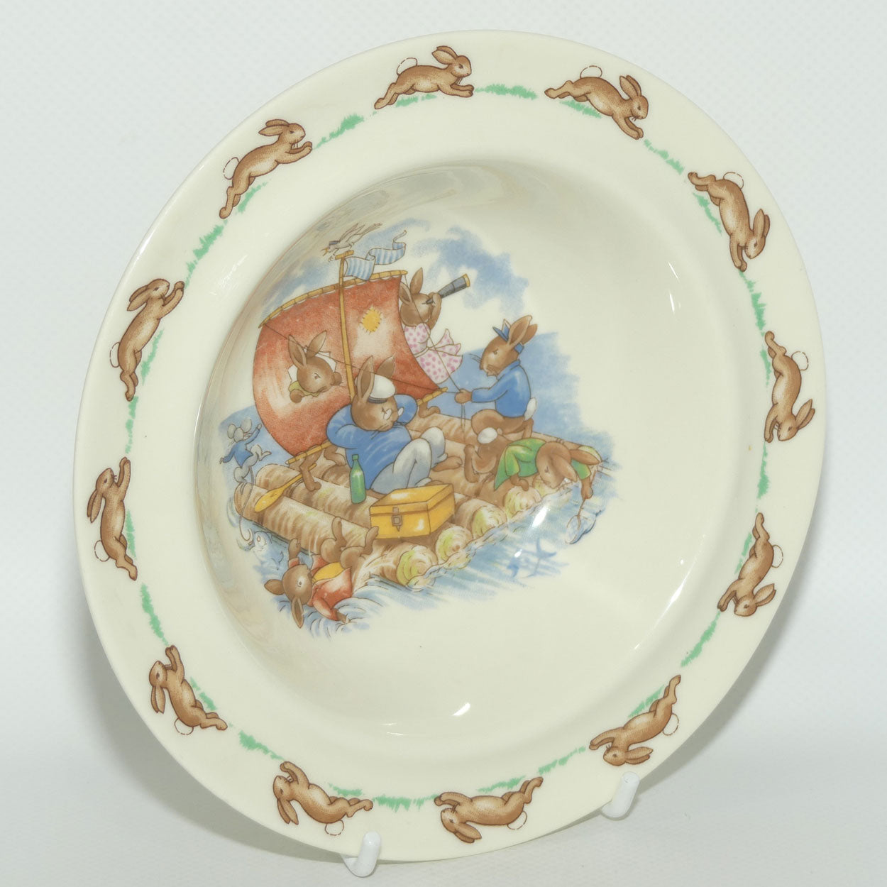 Royal Doulton Bunnykins Tableware Raft scene rimmed bowl