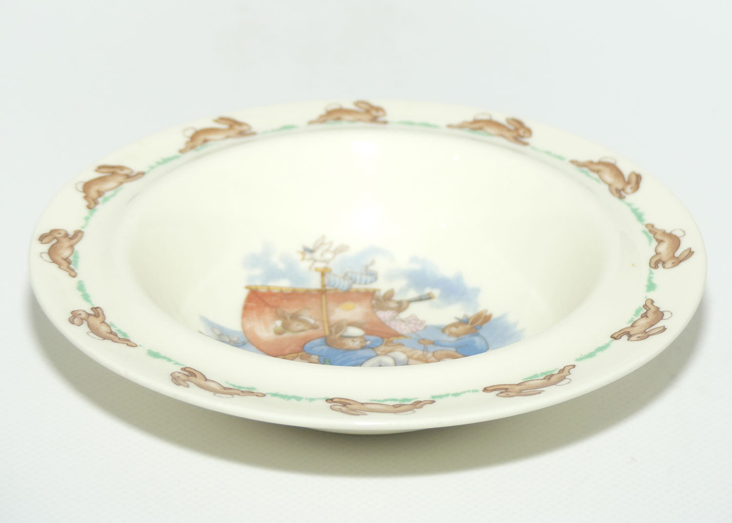 Royal Doulton Bunnykins Tableware Raft scene rimmed bowl
