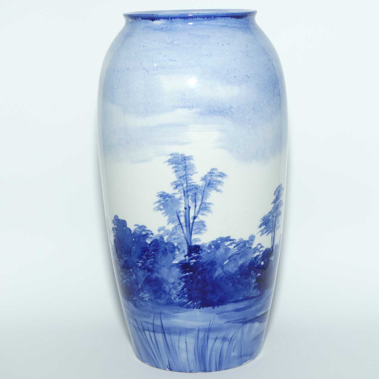 Doulton Burslem handpainted Salisbury Cathedral Blue and White vase | c.1900
