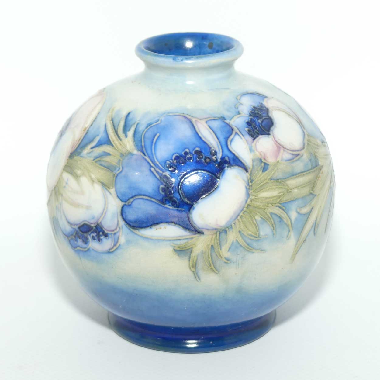 William Moorcroft Anemone Saltglaze ball vase | Shape 41/4