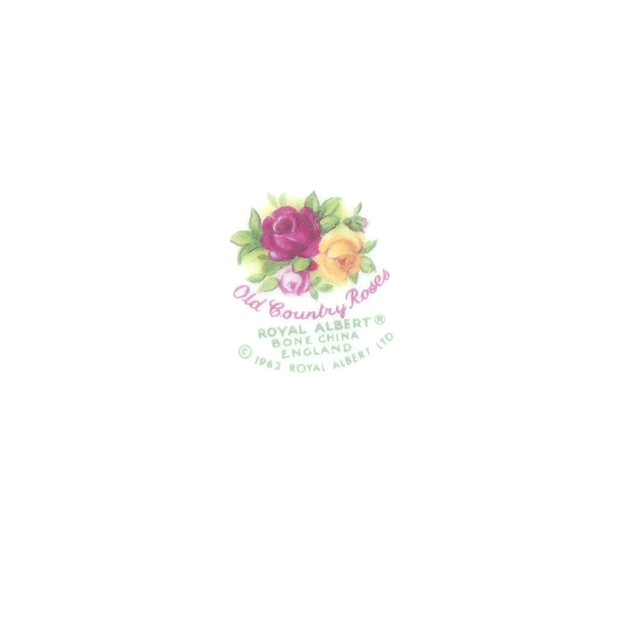 Royal Albert Bone China England Old Country Roses  Rectangular Sandwich Tray | © 1962 Royal Albert Ltd backstamp