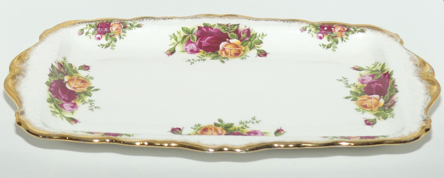 Royal Albert Bone China England Old Country Roses rectangular sandwich tray | © 1962 Royal Albert Ltd backstamp