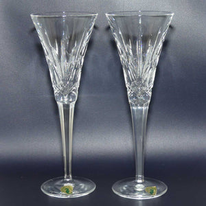 Waterford Crystal | Pair of Sapphire Mist flutes | one signed Jim O'Leary 40/500