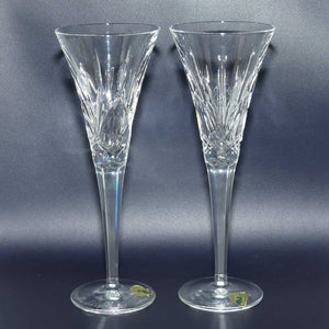 Waterford Crystal | Pair of Sapphire Mist flutes | one signed Jim O'Leary 40/500