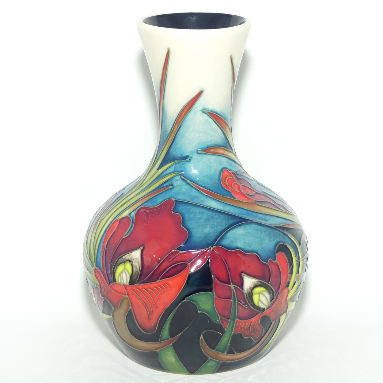 Moorcroft Satin Flower vase | Shape 217 | signed Hugh Edwards