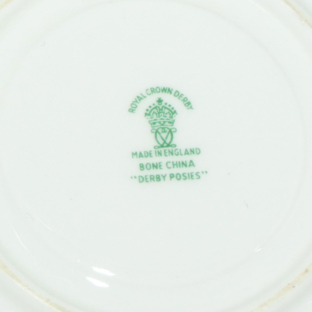 Royal Crown Derby Derby Posies tea saucer | Light Green backstamp | 14.4cms