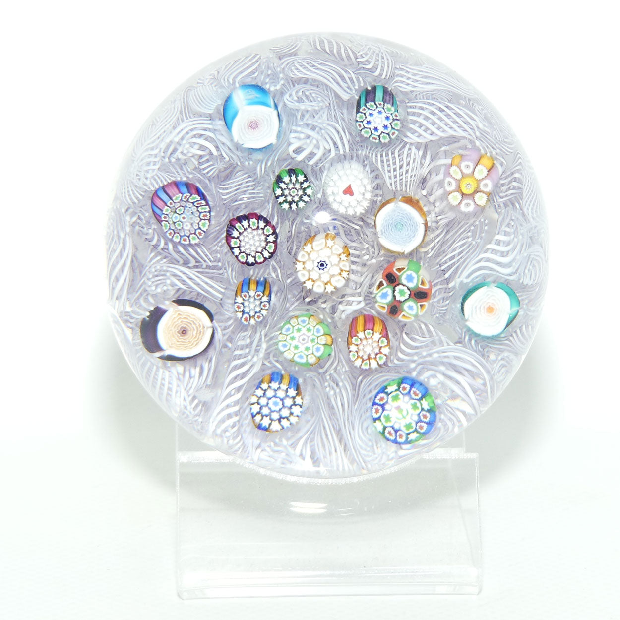 John Deacons Scotland Complex Millefiori Scattered Magnum paperweight (Mauve)