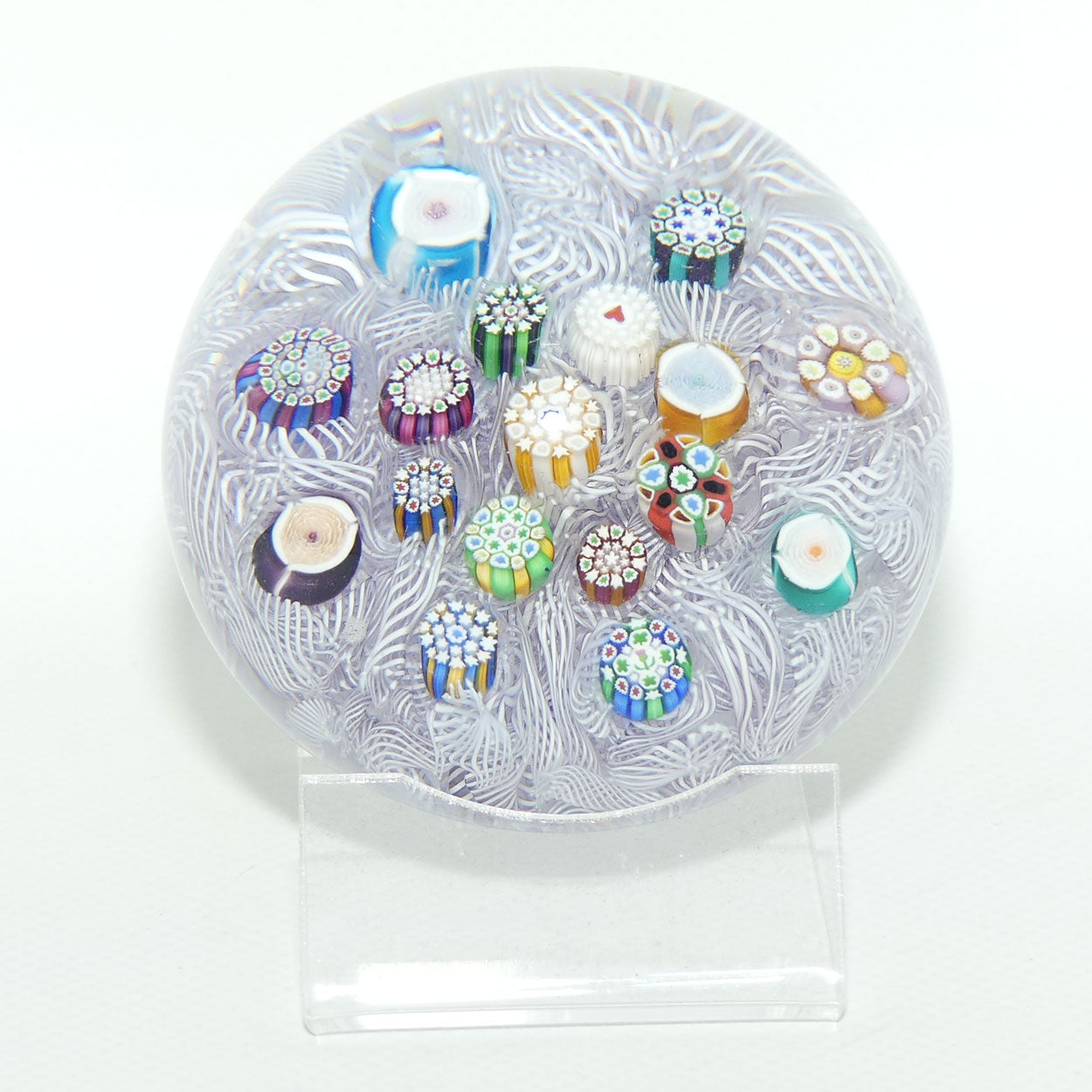 John Deacons Scotland Complex Millefiori Scattered Magnum paperweight (Mauve)