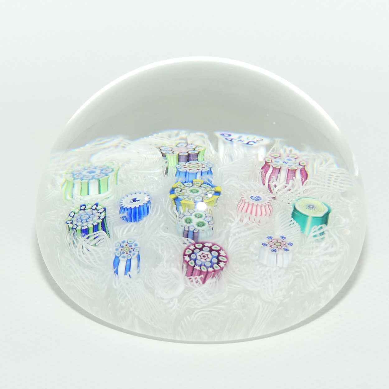 John Deacons Scotland Complex Millefiori Scattered Magnum paperweight | White #2