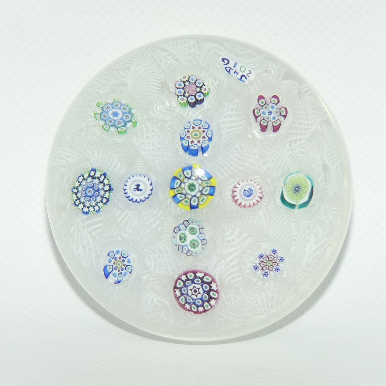John Deacons Scotland Complex Millefiori Scattered Magnum paperweight | White #2