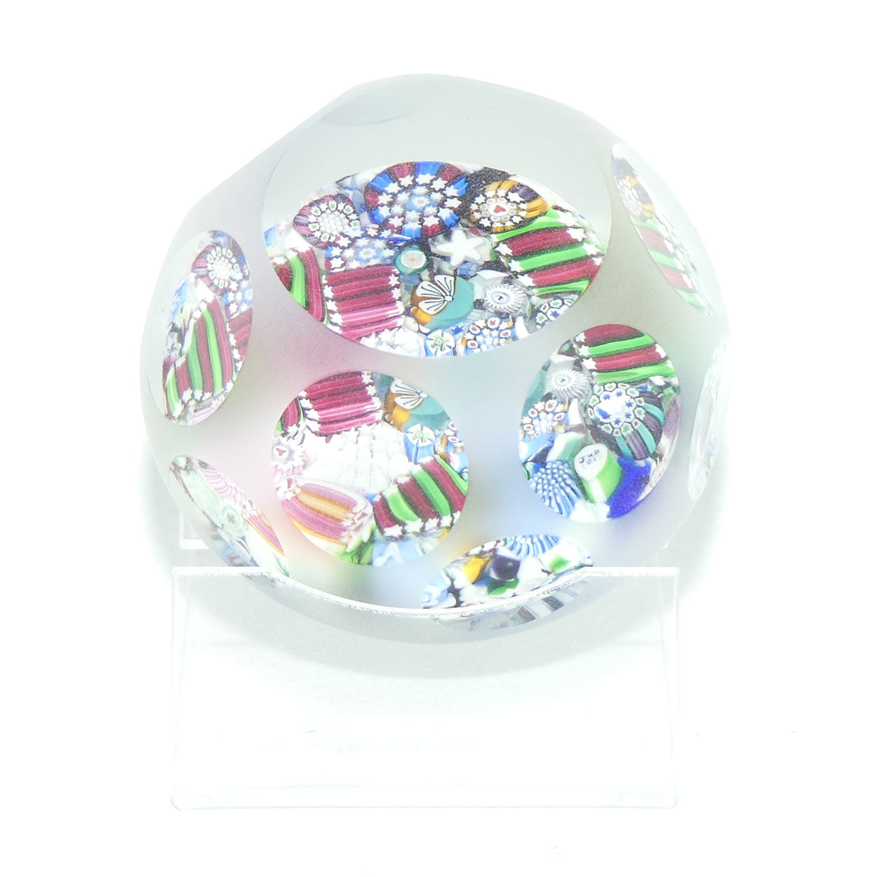 John Deacons Scotland Facetted and Sandblasted Scramble paperweight