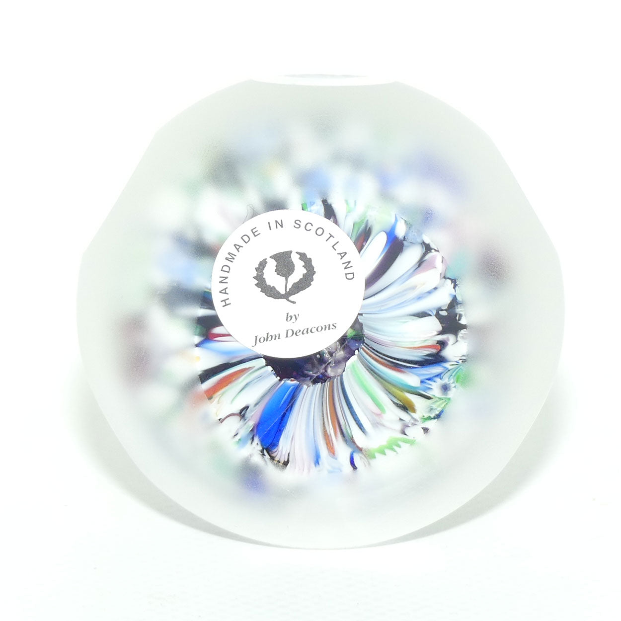 John Deacons Scotland Facetted and Sandblasted Scramble paperweight