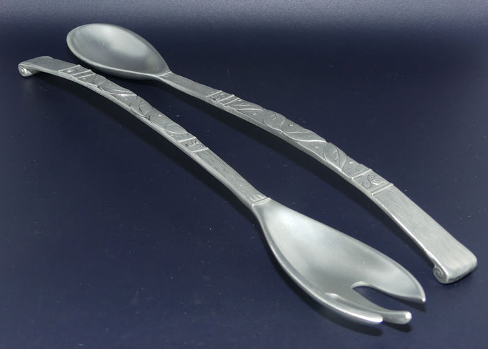 Seagull Pewter Leaf pattern salad servers