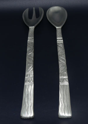 Seagull Pewter Leaf pattern salad servers