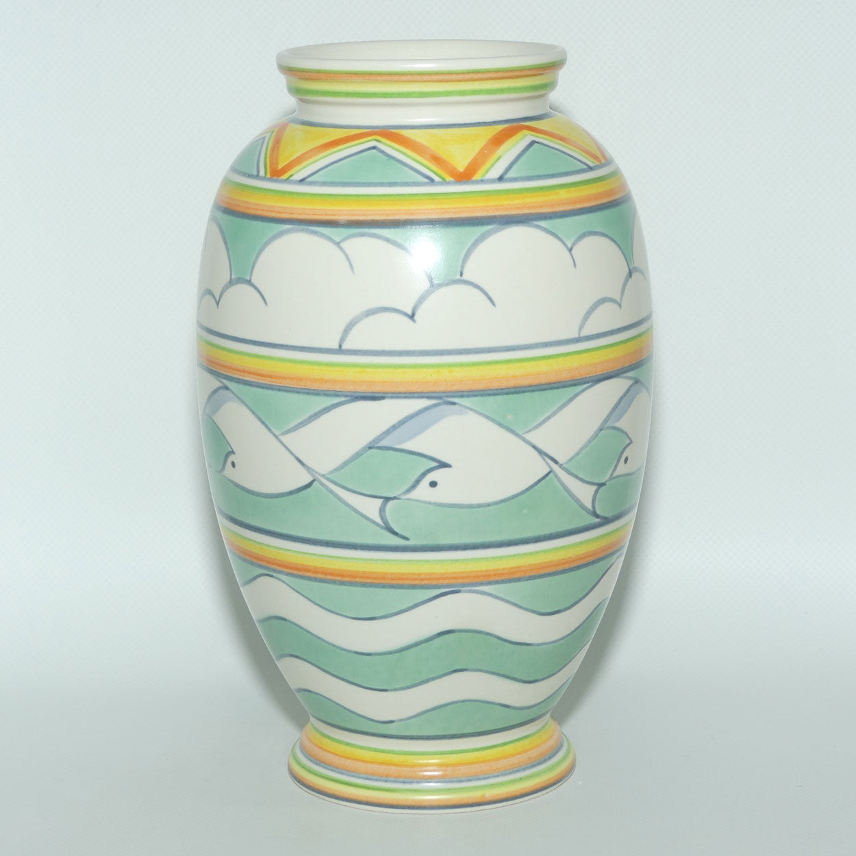 Poole Pottery vase | Art Deco stylised bands depicting Seagulls | Designed by Sally Tuffin