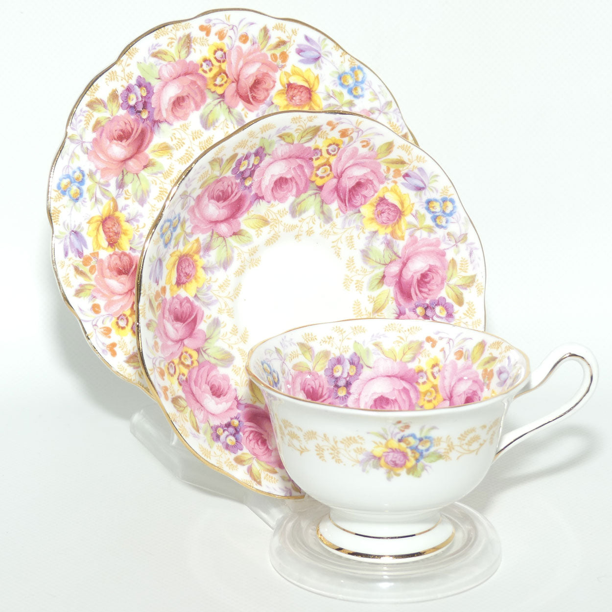 Royal Albert Bone China England Serena pattern trio | Avon cup shape