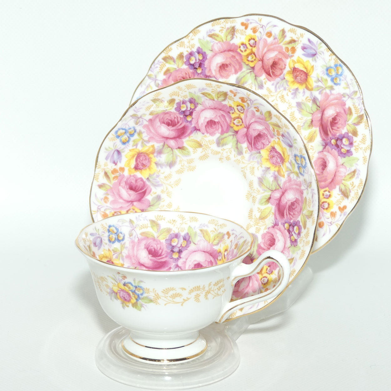 Royal Albert Bone China England Serena pattern trio | Avon cup shape