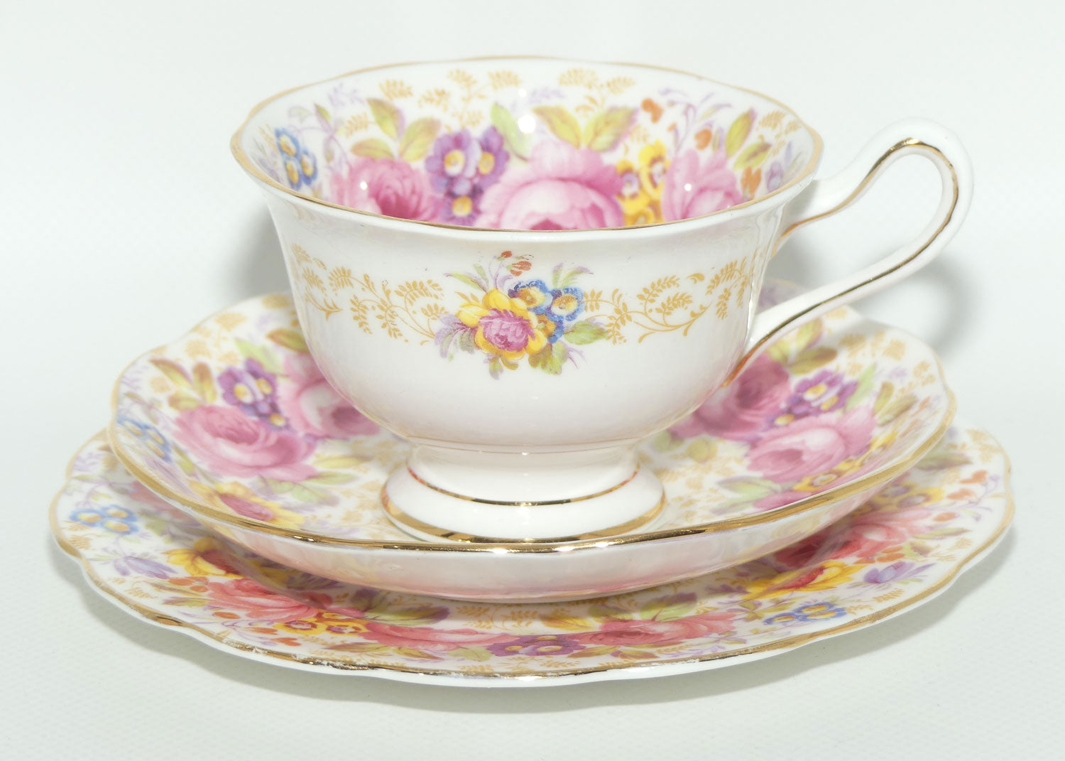Royal Albert Bone China England Serena pattern trio | Avon cup shape
