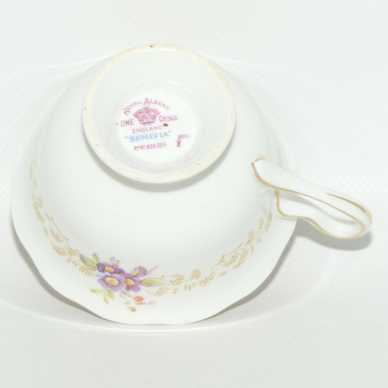 Royal Albert Bone China England Serena pattern trio | Avon cup shape