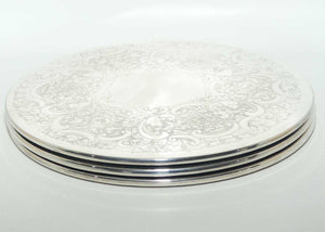 Set of 3 Silver Plated EPCA embossed placemats | 23.5cm diameter