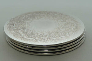 Set of 4 Silver Plated EPCA embossed placemats | 18cm diameter