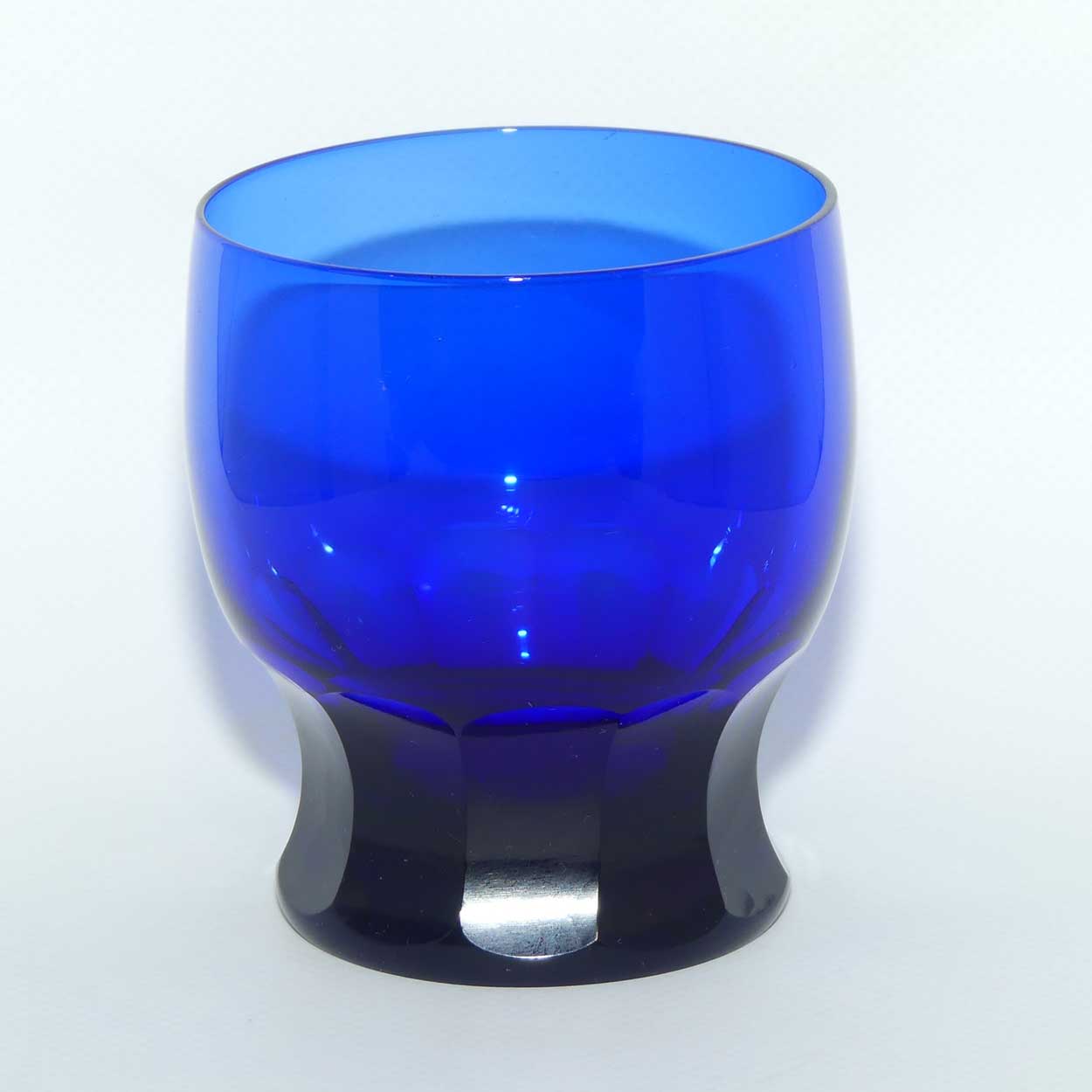 Set of 4 Georgian Bristol Blue Whisky Tumblers with fine panelled collars