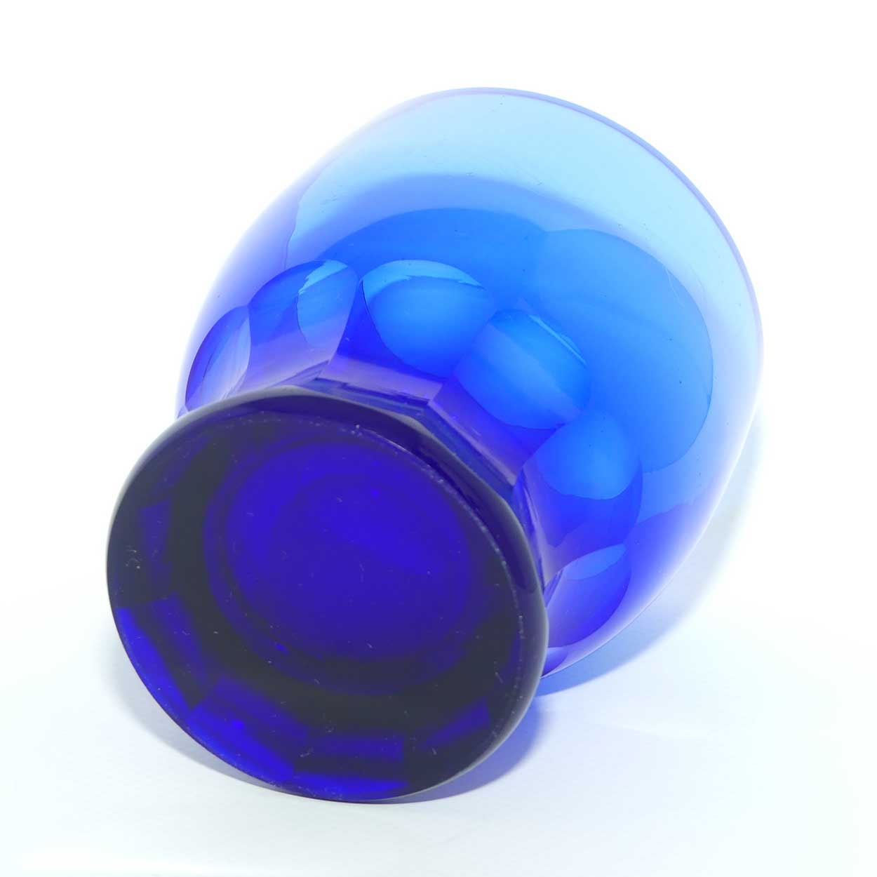 Set of 4 Georgian Bristol Blue Whisky Tumblers with fine panelled collars