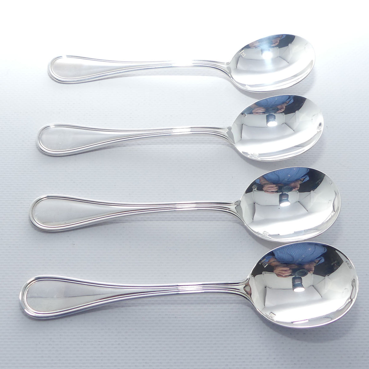 Christofle France | Albi design | Set of 4 Cream Soup Spoons | 16.3cm long