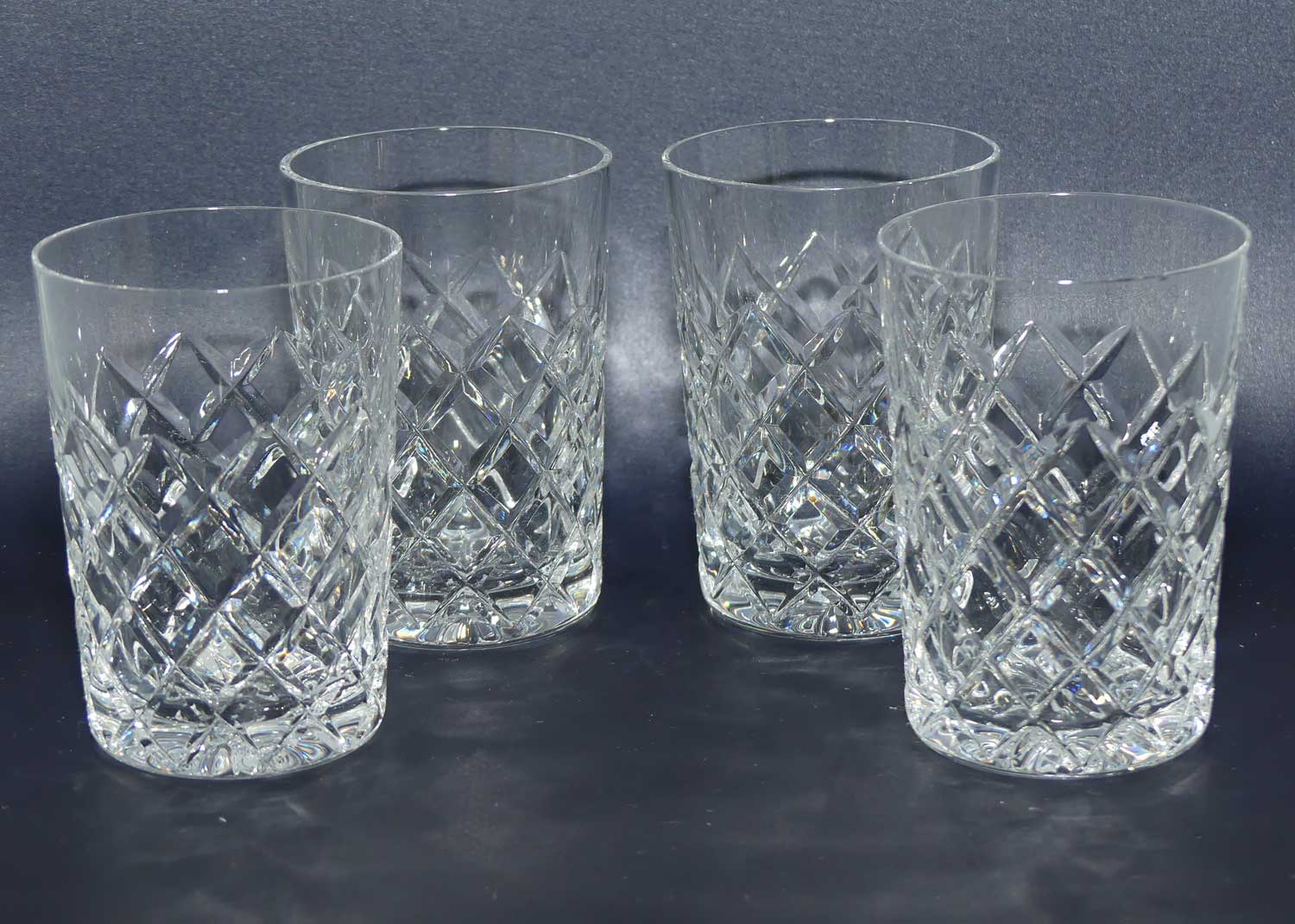 Set of 4 Diamond Cut Crystal tumblers