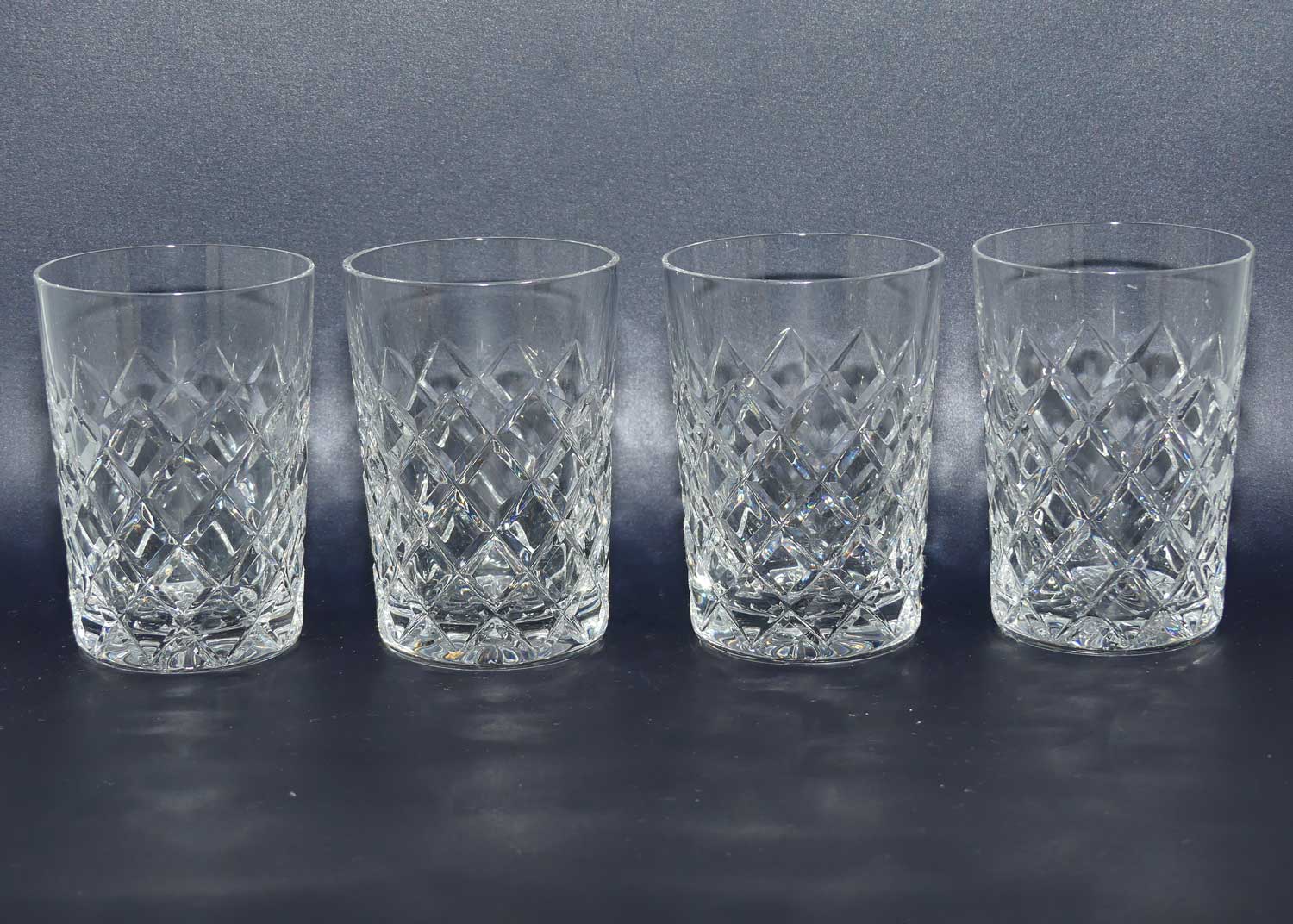 Set of 4 Diamond Cut Crystal tumblers
