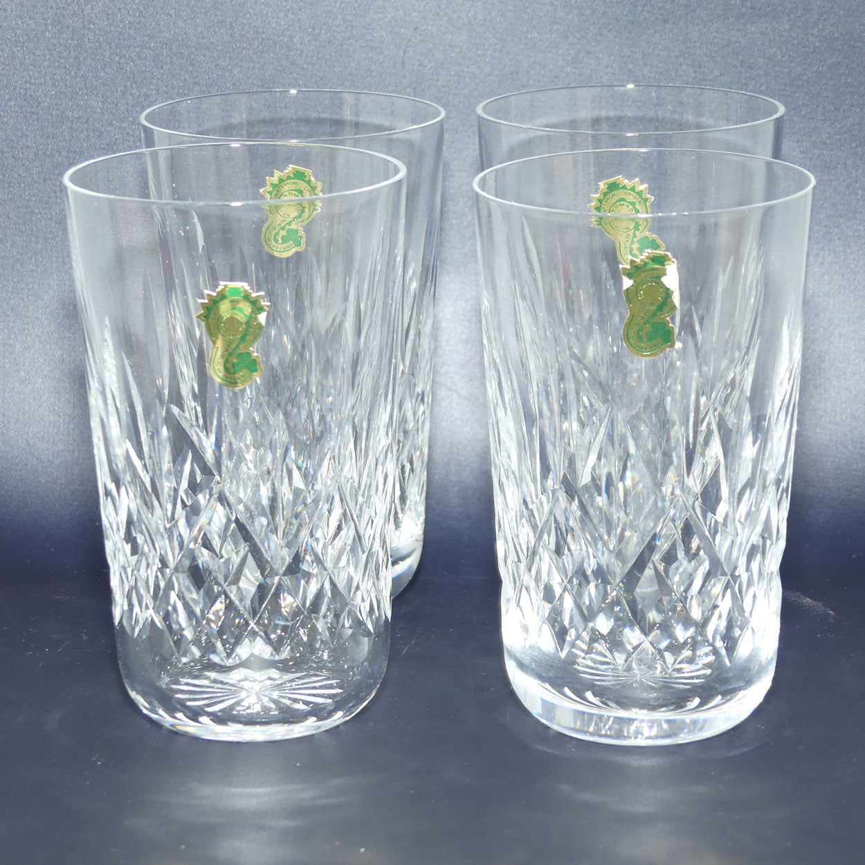 Waterford Crystal Ireland Lismore pattern set of 4 tall tumblers | 275ml