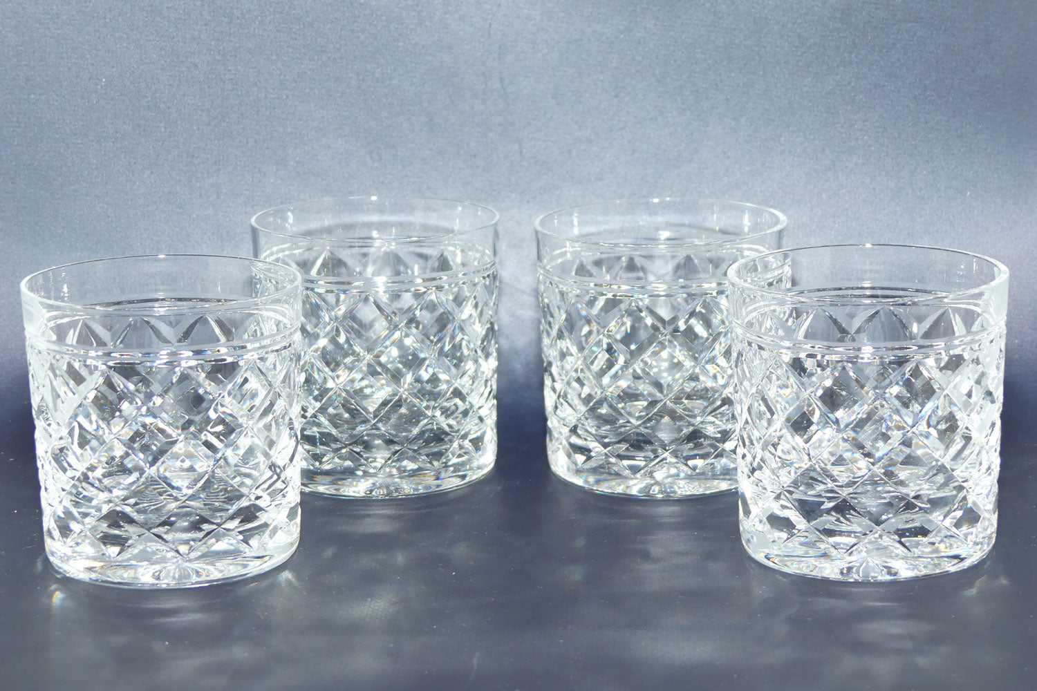 Set of 4 Stuart for Alfred Dunhill Diamond Cut Crystal Whisky tumblers | 175ml | Set #1