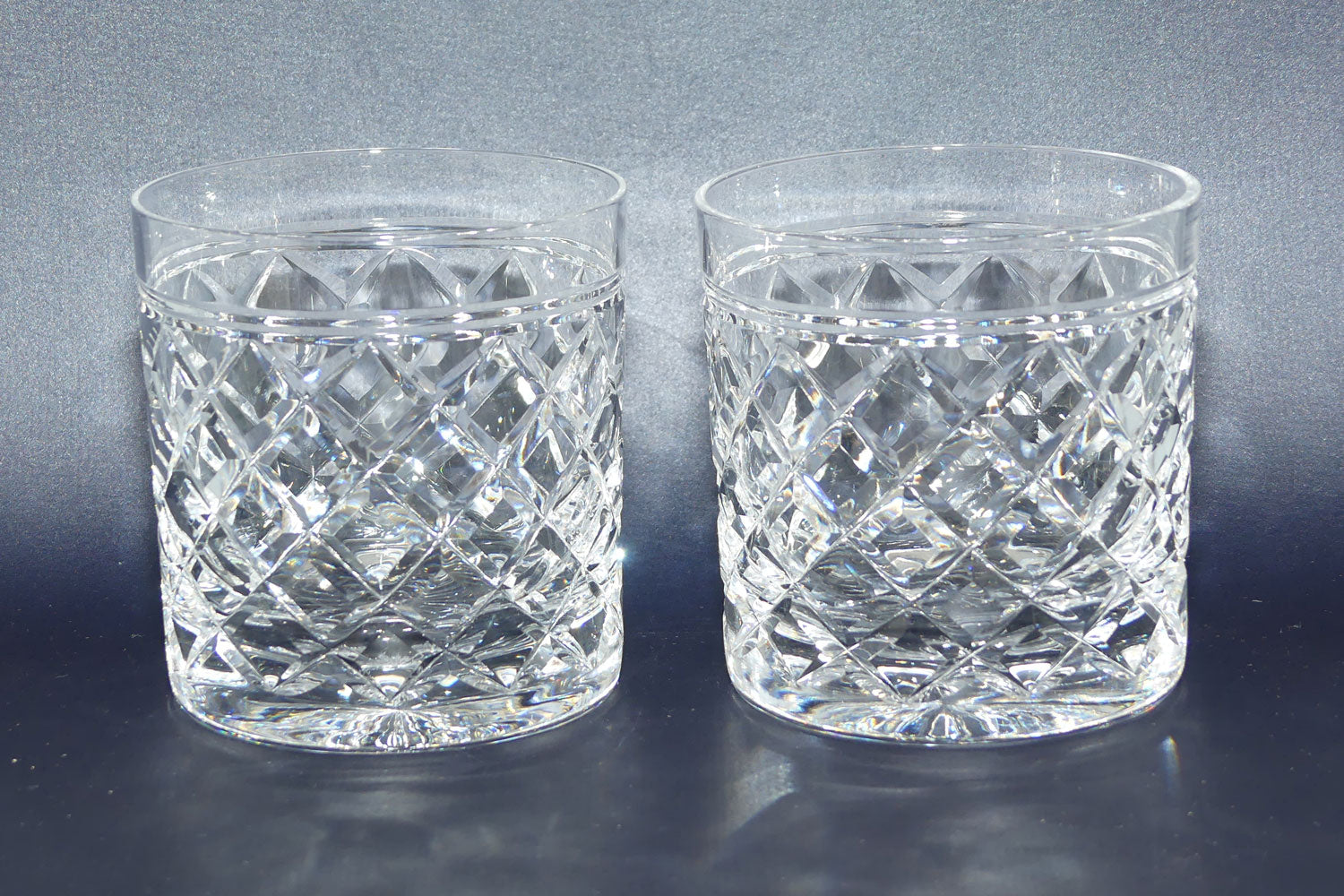 Set of 4 Stuart for Alfred Dunhill Diamond Cut Crystal Whisky tumblers | 175ml | Set #1