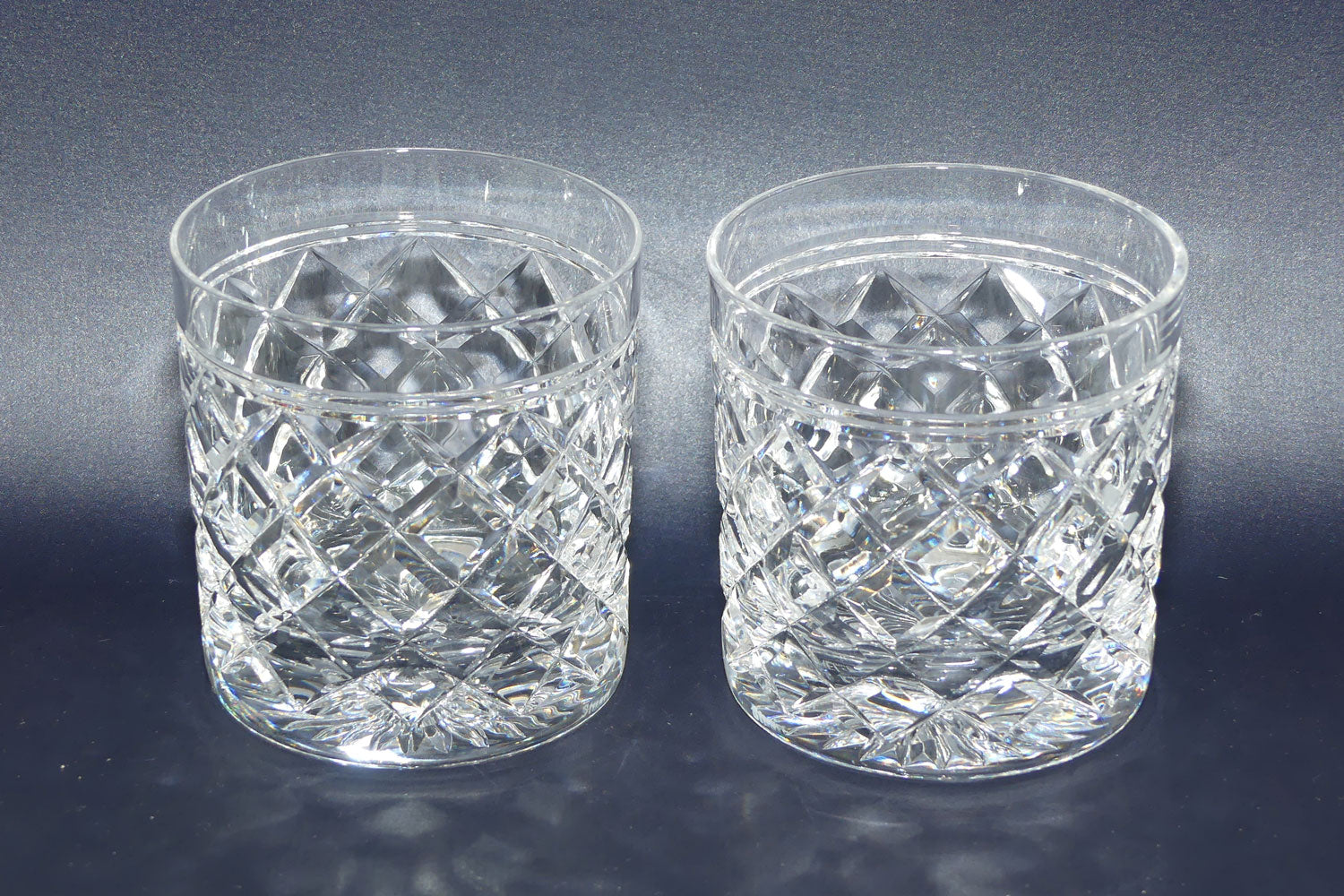 Set of 4 Stuart for Alfred Dunhill Diamond Cut Crystal Whisky tumblers | 175ml | Set #1