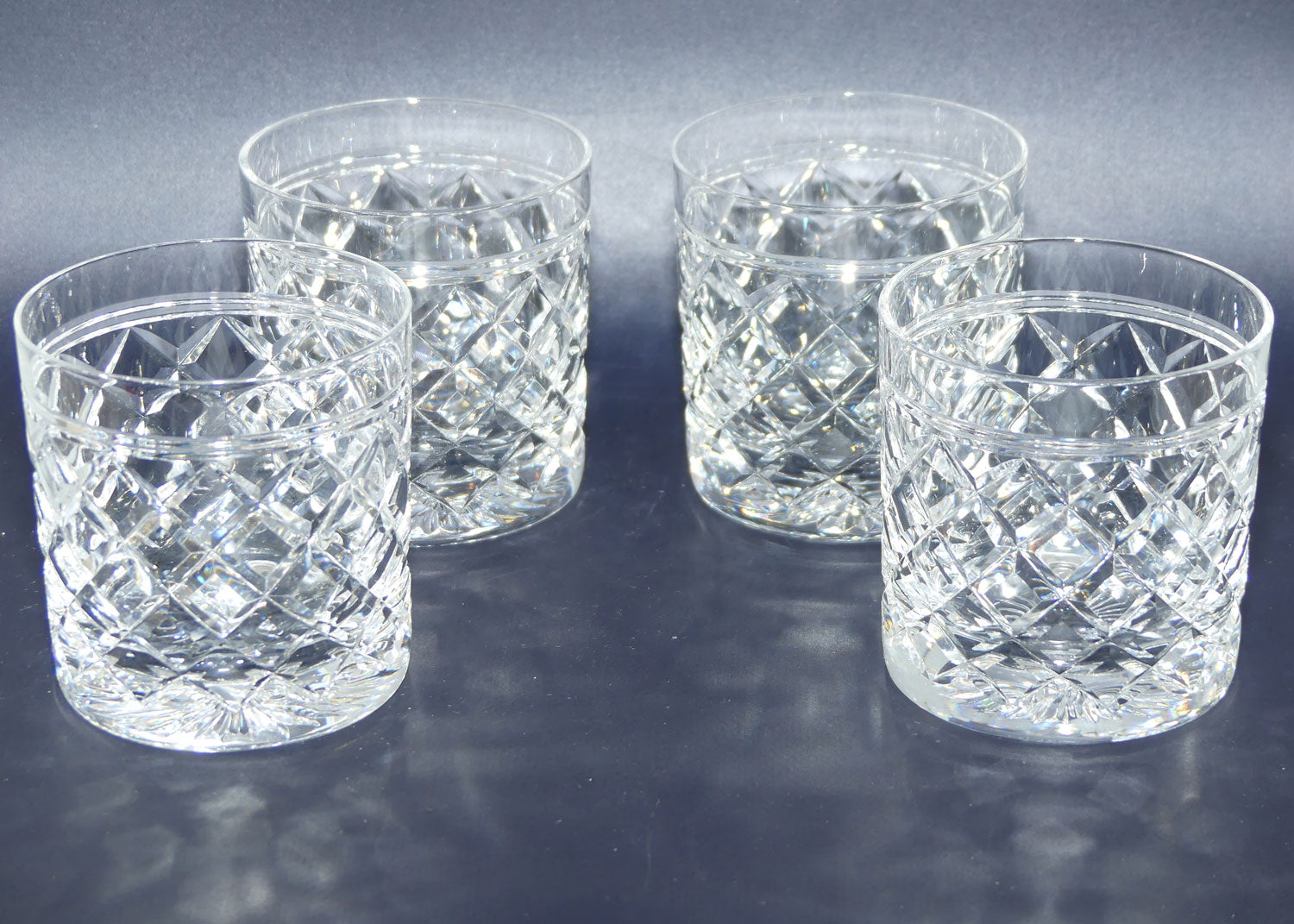 Set of 4 Stuart for Alfred Dunhill Diamond Cut Crystal Whisky tumblers | 175ml | Set #2