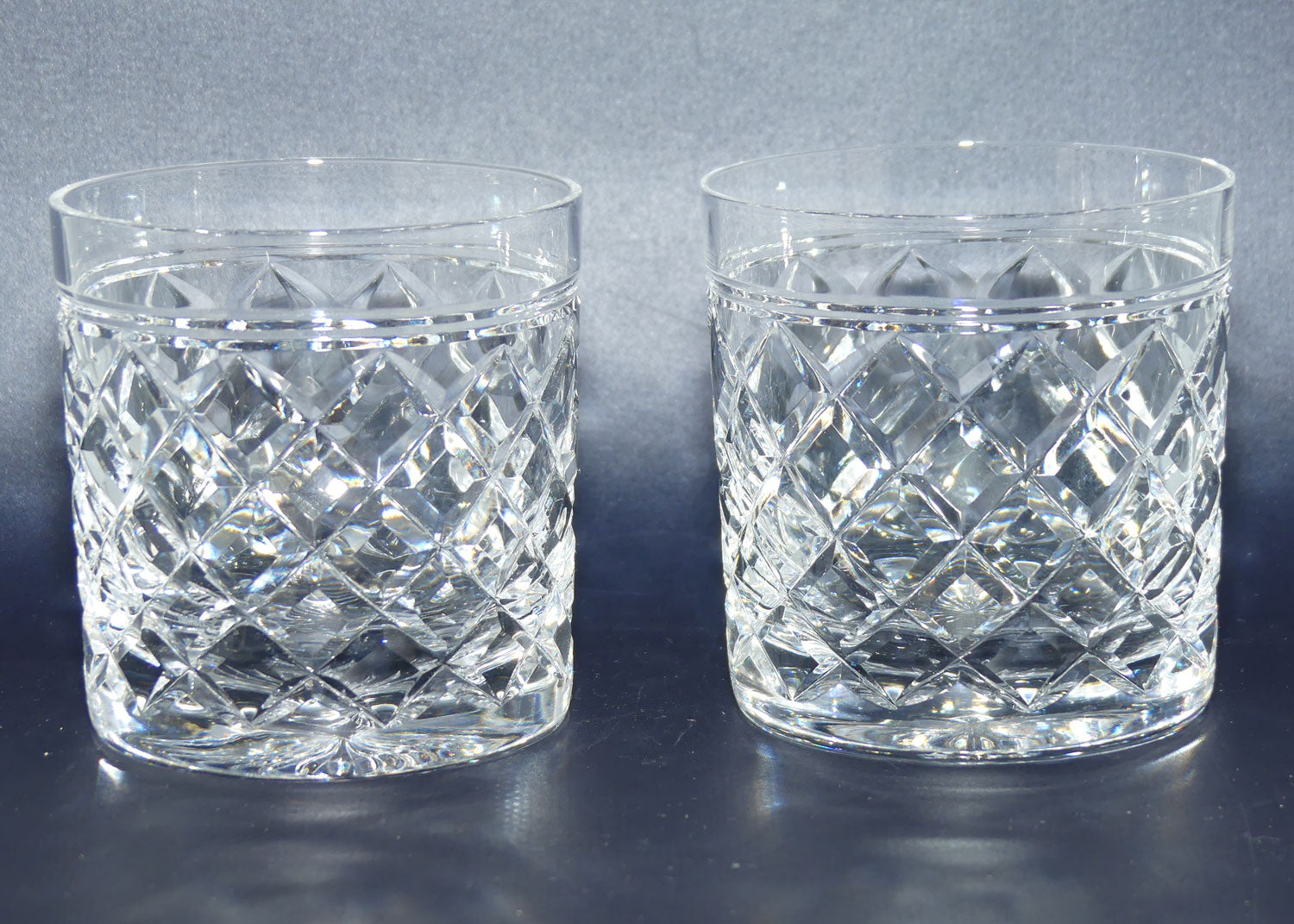Set of 4 Stuart for Alfred Dunhill Diamond Cut Crystal Whisky tumblers | 175ml | Set #2