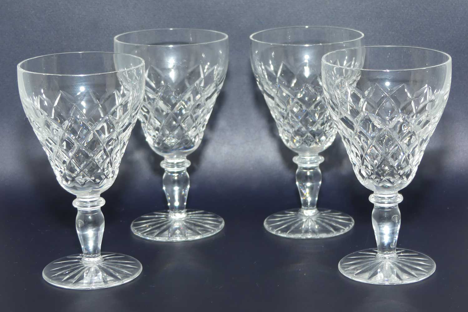 Set of 4 Diamond Cut Crystal wine glasses | 75mls